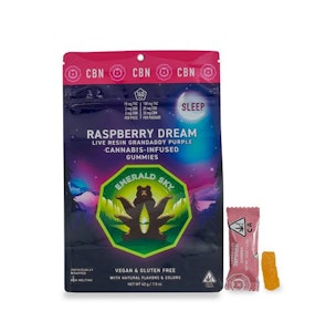 Emerald Sky | Raspberry Dream 10:2:2 | Live Resin CBN Sleep Gummies | 100mg