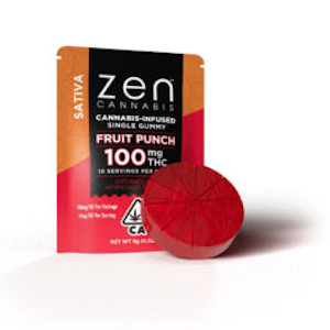 Zen Cannabis | Fruit Punch | Fast Acting Single Sativa Gummy | 100mg