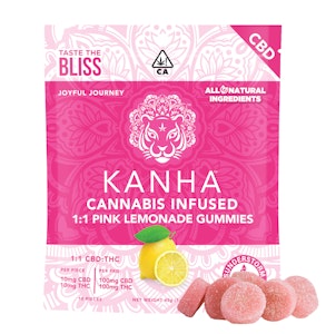 Kanha | Pink Lemonade 1:1 | CBD Gummies | 100mg