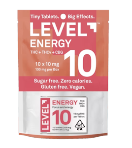 Level | Energy | 10:5:2 | THC:THCV:CBG | 10pk